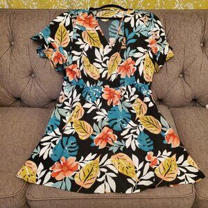 Spring Summer Dress with Multicolor Flower Print Size XXL
